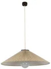 Amore 1 Light Large Pendant in Bronze with Pleated Natural Linen