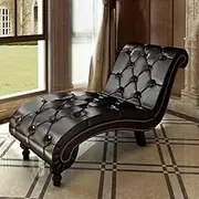 Chaise Longue Brown Faux Leather Living Room Chaise