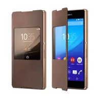 在飛比找蝦皮購物優惠-SONY Xperia Z3+ 原廠時尚保護皮套 - 金色 