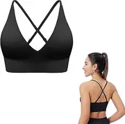 [newhsy] Women's Sports Bras with Removable Pads Crisscross Back High Impact Sports Bras for Large Breasts Seamless Padded Gym Bras for Women Workout Running Cycling