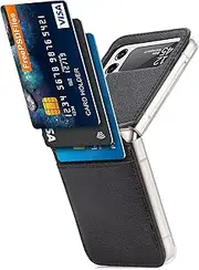 [HAOTP] Galaxy Z Flip 4 5G Case,Samsung Luxury PU Leather Wallet Protective Phone Case with Card Slots Pocket Cover for Samsung Black