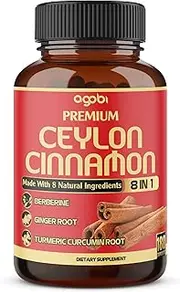 Premium Ceylon Cinnamon with Berberine - Equivalent Potency 5400mg Powder - Combined Turmeric, Ginger, Gymnema Sylvestre, and 3 More - Health & Body Support - 1Pack 180 Capsules - 3 Month Supply