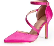 [Hykytyhk] Women's Closed Pointed Toe High Heel Pumps Straps Stilettos Wedding Bridal Party Dress Shoes