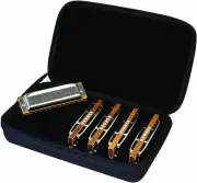 Hohner Blues Harp (Harmonica) Bundle Includes C-7 Case and Stainless steel