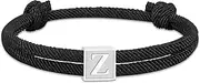 [Zocomi] Initial Rope Bracelet for Men Women, Stainless Steel Letter A-Z Adjustable Braided Bracelets, Handmade Wristband Jewelry Gifts for Teenage Boys