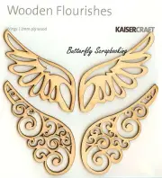 Wings, Wooden Flourishes Embellishments KAISERCRAFT, NEW - FL346