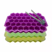 3 Pack Honeycomb Ice Cube Trays with Lids Silicone Flexible Stackable Ice Mold