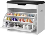 Shoe Cabinet Bench Shoes Storage Rack with Flip-up Top Adjustable 12 Pairs Cabinets Organiser Shelf Holder Furniture Cupboard Space Saver Room Compartment Case for Living Room, Entryway, Hallway
