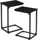 C Shaped End Table Set of 2, Couch Tables That Slide Under, TV Tray Snack Table