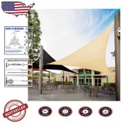 Breathe Easy: 16' Beige Triangle Sun Shade Sail - Water & Air Permeable Canopy