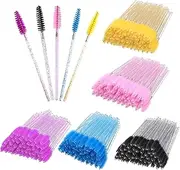 500 Pcs Disposable Eyelash Brushes, Disposable Eyebrow Spoolie Brush, Eyelash Applicator Multicolored Cosmetic Brush for Eyelash Extensions(5 color)