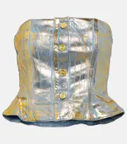 [Ganni] Ganni Gold-foiled denim tube top AU 12 gold