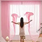 Window Pink Sheer Curtains 90 Inches Length 2 Panels Voile Light Filtering