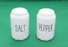 White Ceramic Salt and Pepper Shakers Dimpled Textured Country Décor - Flaw