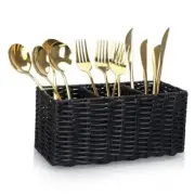 Wicker Silverware Cutlery Holder Flatware Utensil Caddy Best Silverware Black
