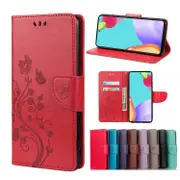 For Samsung Galaxy A53 5G Case, Cute Butterfly PU Leather Wallet Cover, Red