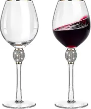 2 Pieces Rhinestone Red Wine Glass - Tulip Shaped Diamond Wine Glasses For Celebrations H Tw