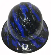 Hydro Dipped Hard Hat Ridgeline Full Brim Custom Dark Blue Marble Splash