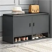 Upholstered Footstool Modern and Simple Shoe Stool Multifunctional Can Sit Changing Shoe Stool Nordic Solid Wood Shoe Cabinet Household Soft Cushion Footstool Sofa Stool 80 * 30 * 50cm,White