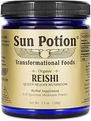 Reishi Mushroom Powder 100g by Sun Potion - Adaptogenic Superfood, Certified Organic, Pure Ganoderma Lucidum Ling Zhi, Immune Booster, Vegan Herbal Supplement, and Adaptogen