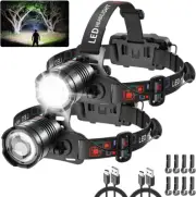 Rechargeable Headlamp 2Pack, 990,000LM Bright Head Lamp, 90°Angle Head Lights fo