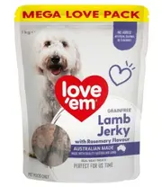 Love'em Lamb & Rosemary Jerky Dog Pet Training Food Treats Australian Made 1Kg