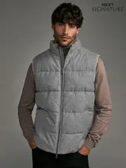 Grey Signature Wool Blend Donegal Puffer Gilet (B97922) | $111