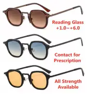 Men Women's Retro Street UV Protection Tinted Green Gray Reading Glass +1..0~+6