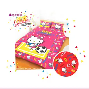 【享夢城堡】單人床包枕套二件組3.5x6.2-HELLO KITTY 2018世足-粉.紅 (6.4折)