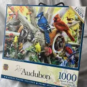 MasterPieces Audubon - Backyard Birds 1000 Piece Jigsaw Puzzle Linen Sealed NEW
