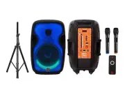 MR DJ FLAME3500LED PRO Portable 15” 2Way Full-Range Powered/Active DJ PA + Stand