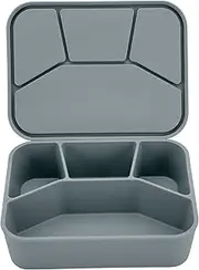 Zoe Sage Silicone Bento Lunch Box 4 Compartment - Silicone Lunch Container with 4 Individually Sealed Compartments, Food Storage, Snack Bento Box, Microwave, Freezer, and Dishwasher Safe - Rock Blue