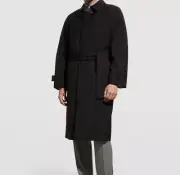 $4850 Brioni Men's Black Wool Blend Solid Rain Trench Coat Size Medium