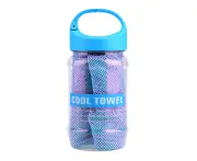 Super Breathable Cooling Effect Towel with Storage Bottle for Sports Gym Workout (Light Blue)