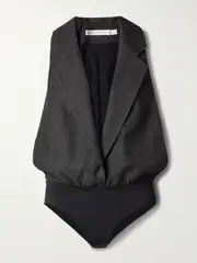 [Christopher Esber] Christopher Esber - Facile Wool-twill And Stretch-jersey Bodysuit - Black - UK 10 UK 10 Black