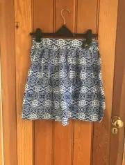 primark blue white tile print mini skirt uk 8 bnwt cotton