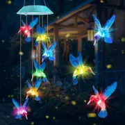 Solar Hummingbird Gift for Mom Grandma Girls, Color Changing Solar Wind Chime...