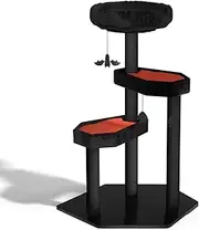 Happy & Polly 40.9" Gothic Style Cat Tree with Soft Mats Black Cats Tower Condo Indoor Heavy Duty for Cats Multi-Level Play Activities Platform Tall Perch