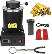 1800W Electric Gold Melting Furnace,2102℉ Digital Metal Smelting Machine,Metal Casting Kit with Graphite Crucible for Melt Scrap,Silver,Gold,Copper,Aluminum Refining Casting Furnace,Black-3KG