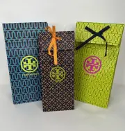 Set of 3 Tall Tory Burch Gift Triangle Bags RIbbon New