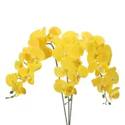 3Pcs 41" 9 Heads Artificial Orchid Stems Faux Phalaenopsis, Yellow
