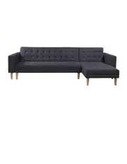 [Laura Hill] Sarantino Corner Sofa Bed Lounge Couch Modular Furniture Home Linen Fabric Chaise Grey