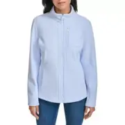 NWT LADIES ANDREW MARC Ribbed Zipp Up Jacket with Pockets Light Blue / Small