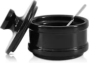 Radical Marble Salt Cellar with Lid Black 3.5" Handmade Spice Jar for Kitchen Countertop - Ideal Salt Box, Container & Holder.