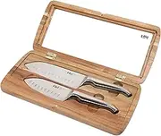 Furi Pro Acacia East/West Santoku Knife Set 2 pc, acacia wood gift box with two premium knives for a superior cutting performance, stainless steel blades, ergonomic reverse-wedge, anti-fatigue handle