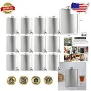 12 x 8 Oz Stainless Steel Hip Flasks and Funnels - Ideal for Weddings & Events