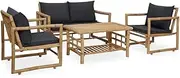 Patio Sets 4 Piece Garden Lounge Set with Cushions Bamboo