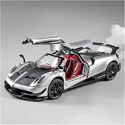Die-cast Alloy Diecast 1:24 for Pagani Huayra Car Model Sound Light Pull Back Supercar Exquisite Presents Collection Displays Miniature Vehicle(Silver)
