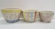 Longaberger Pottery Easter Nested Bowls SET OF 3 Pastel Stoneware Pottery NIB