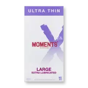 Moments Ultra Thin Large Condoms 12 Pack - Discrete packaging - Vegan Friendly
